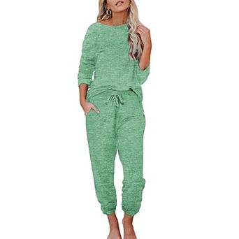 Ekouaer Womens Pajamas Set Long Sleeve Loungewear Soft Lounge Set Joggers with Pockets