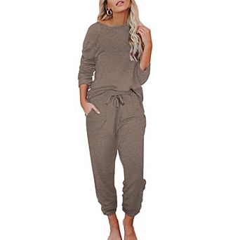 Ekouaer Womens Pajamas Set Long Sleeve Loungewear Soft Lounge Set Joggers with Pockets