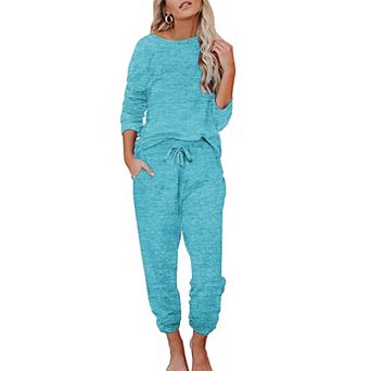 Ekouaer Womens Pajamas Set Long Sleeve Loungewear Soft Lounge Set Joggers with Pockets