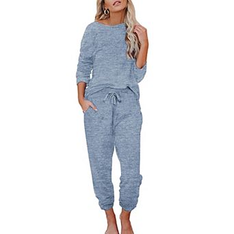 Ekouaer Womens Pajamas Set Long Sleeve Loungewear Soft Lounge Set Joggers with Pockets