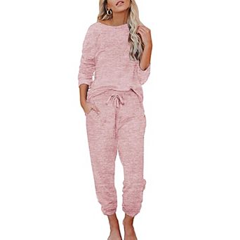 Ekouaer Womens Pajamas Set Long Sleeve Loungewear Soft Lounge Set Joggers with Pockets