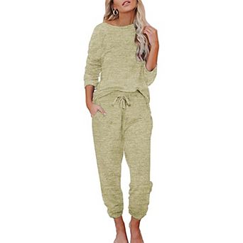 Ekouaer Womens Pajamas Set Long Sleeve Loungewear Soft Lounge Set Joggers with Pockets