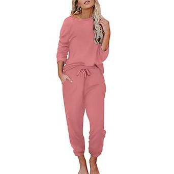 Ekouaer Womens Pajamas Set Long Sleeve Loungewear Soft Lounge Set Joggers with Pockets