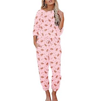 Ekouaer Womens Pajamas Set Long Sleeve Loungewear Soft Lounge Set Joggers with Pockets
