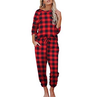 Ekouaer Womens Pajamas Set Long Sleeve Loungewear Soft Lounge Set Joggers with Pockets