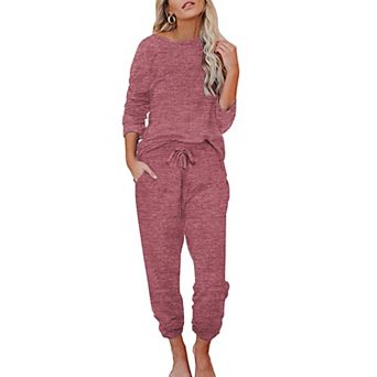 Ekouaer Womens Pajamas Set Long Sleeve Loungewear Soft Lounge Set Joggers with Pockets