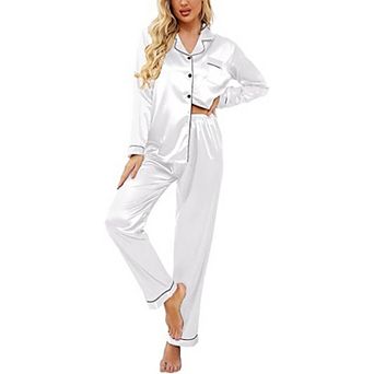 Ekouaer Waffle Knit Pajamas Sets for Womens Long Sleeve Lounge Set Pieces Outfits Top and Pants