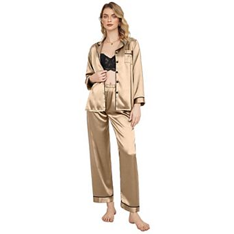 Ekouaer Waffle Knit Pajamas Sets for Womens Long Sleeve Lounge Set Pieces Outfits Top and Pants