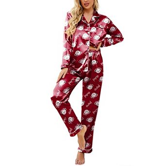 Ekouaer Womens Satin Pajama Set Long Sleeve Button Down Top and Pants Silky Sleepwear
