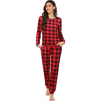 Ekouaer Womens Two Piece Pajama Set Long Sleeve Crew Neck Top Jogger Pants with Pockets