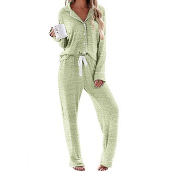 Ekouaer Womens Sleepwear Long Sleeve Pajamas Button Down Pajamas Soft Knit Nightwear Set