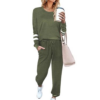 Ekouaer Sweatsuits Womens Loungewear Set Tracksuit Long Sleeve Pajamas Set Two Piece Outfits