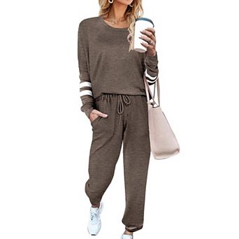Ekouaer Sweatsuits Womens Loungewear Set Tracksuit Long Sleeve Pajamas Set Two Piece Outfits