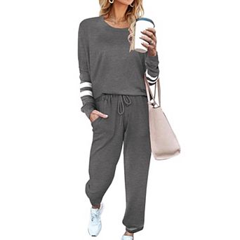 Ekouaer Sweatsuits Womens Loungewear Set Tracksuit Long Sleeve Pajamas Set Two Piece Outfits