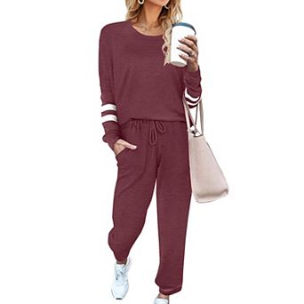 Ekouaer Sweatsuits Womens Loungewear Set Tracksuit Long Sleeve Pajamas Set Two Piece Outfits