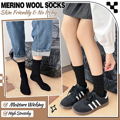 Merino Wool Boot Socks Warm Breathable Cozy Work Casual 5 Pair Pack