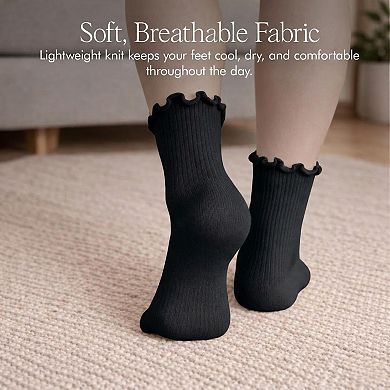 Five Finger Ruffle Ankle Socks Arch Support Breathable Premium Cotton