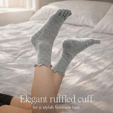 Five Finger Ruffle Ankle Socks Arch Support Breathable Premium Cotton