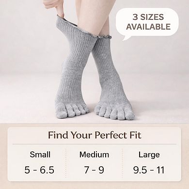 Five Finger Ruffle Ankle Socks Arch Support Breathable Premium Cotton
