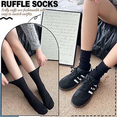Merino Wool Ruffle Boot Socks Warm Cozy Soft Breathable Casual 5 Pairs