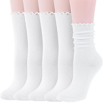 Merino Wool Ruffle Boot Socks Warm Cozy Soft Breathable Casual 5 Pairs