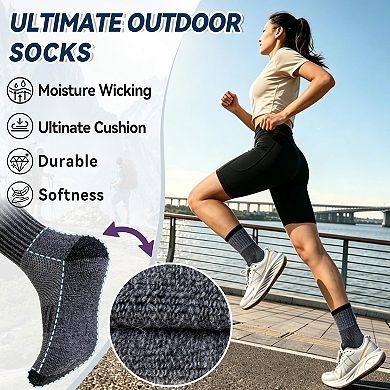 Merino Wool Thermal Hiking Socks Cushioned Warm Outdoor Crew Work Socks