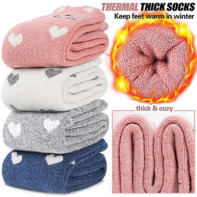 Merino Wool Cat Socks Winter Warm Thick Cozy Fun Crew 5 Pairs