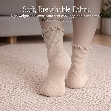 Five Finger Ruffle Ankle Socks Arch Support Breathable Cotton Soft Comfort