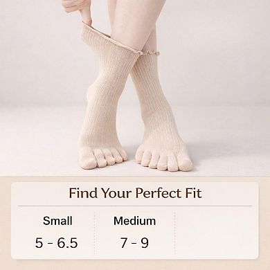 Five Finger Ruffle Ankle Socks Arch Support Breathable Cotton Soft Comfort