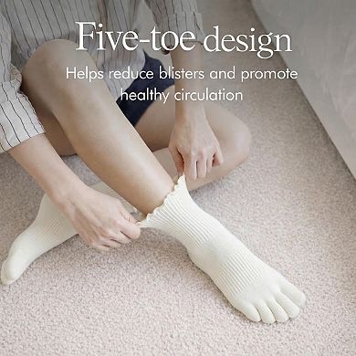 Five Finger Ruffle Ankle Socks Arch Support Breathable Cotton Soft Comfort