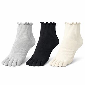 Five Finger Ruffle Ankle Socks Arch Support Breathable Cotton Soft Comfort
