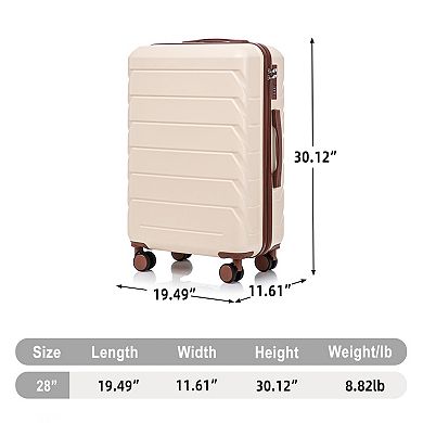 Pnronnc ABS Hard Shell Carry On Luggage with Combination Lock and Spinner Wheels