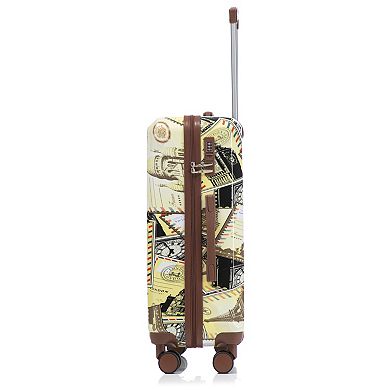 Pnronnc 3-Piece PC Spinner Wheel Luggage Set with Combination Lock and Printed Pattern