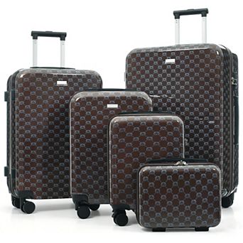 Pnronnc 5 pc ABS Hardside Luggage Set with TSA Lock Spinner Wheels and Adjustable Handle