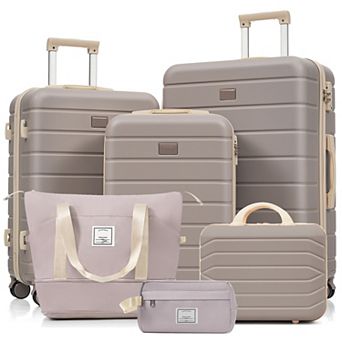 Pnronnc 6 pc ABS Hardside Luggage Set with TSA Lock Spinner Wheels Duffel and Toiletry Bag