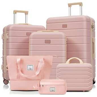 Pnronnc 6 pc ABS Hardside Luggage Set with TSA Lock Spinner Wheels Duffel and Toiletry Bag