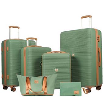 Pnronnc 6 pc ABS Hardshell Luggage Set with TSA Lock Spinner Wheels Travel Bag and Toiletry Bag