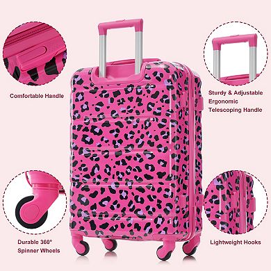 Pnronnc 3-Piece ABS+PC Hardshell Luggage Set with USB Port Spinner Wheels and Carry-On Suitcase