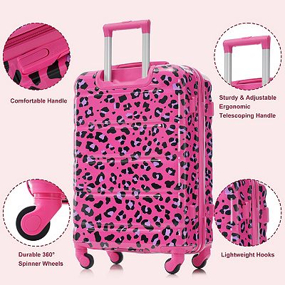 Pnronnc 3-Piece ABS+PC Hardshell Luggage Set with USB Port Spinner