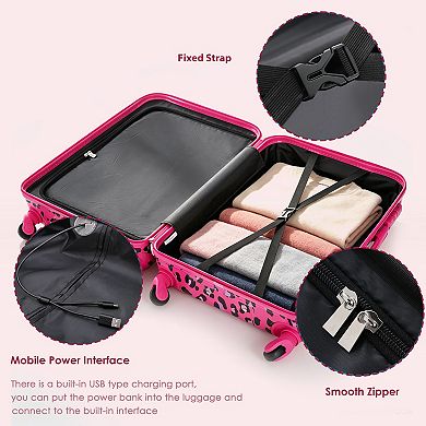 Pnronnc 3-Piece ABS+PC Hardshell Luggage Set with USB Port Spinner Wheels and Carry-On Suitcase