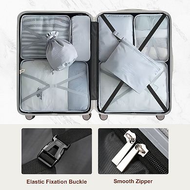 Pnronnc 3-Piece ABS Luggage Set with TSA Lock 360 Spinner Wheels and Telescoping Handle