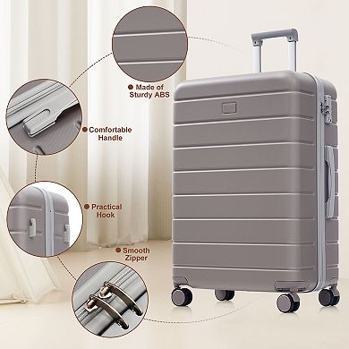 Pnronnc 3-Piece ABS Luggage Set with TSA Lock 360 Spinner Wheels and Telescoping Handle