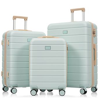 Pnronnc 3 pc ABS Luggage Set with TSA Lock 360 Spinner Wheels and Telescoping Handle