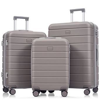 Pnronnc 3 pc ABS Luggage Set with TSA Lock 360 Spinner Wheels and Telescoping Handle