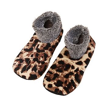 Women Leopard Print Winter Floor Crew Soft Socks