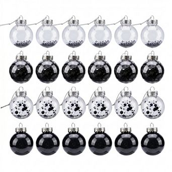 24 Pack Festive Hanging Baubles, Shatterproof Plastic Decorative Balls
