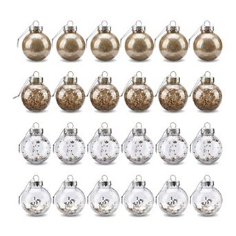 24 Pack Festive Hanging Baubles, Shatterproof Plastic Decorative Balls