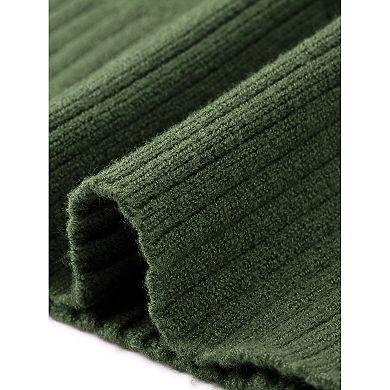 Women's Plus Size Sweater Dresses Turtle Neck Long Sleeve Pullover Cable Knit Sweaters Dress