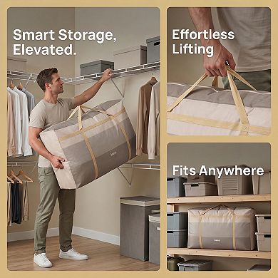 Non woven Storage Bag, 200L Extra Large Rivet Fixed Strap Duffel for Bedding Moving Packing