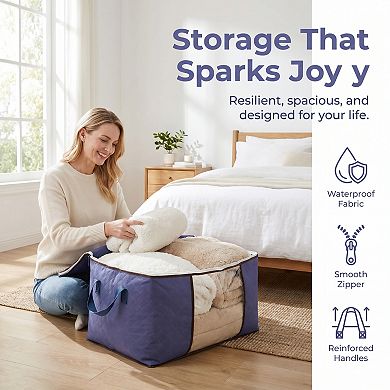 Moistureproof Visible Storage Sack, Portable Side Carry Bag Fit for Under Bed Space Organization